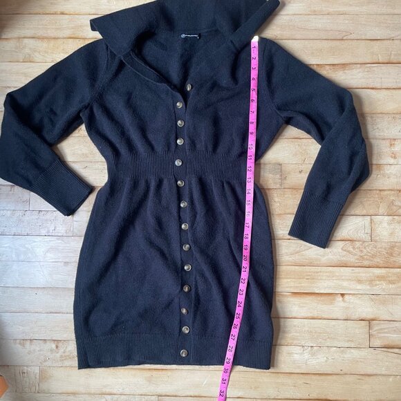 Black Button Sweater Dress M Witchy Whimsigoth Babydoll Fit Dark Feminine Luxury - Picture 9 of 9